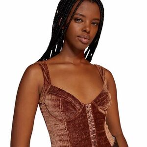 Velvet Corset Top in Rich Brown